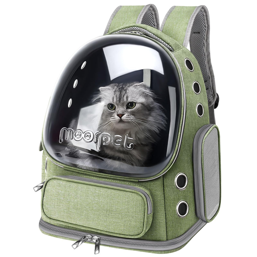 YUNLINLI cat backpack with bubble window offers clear visibility for curious travel cats.