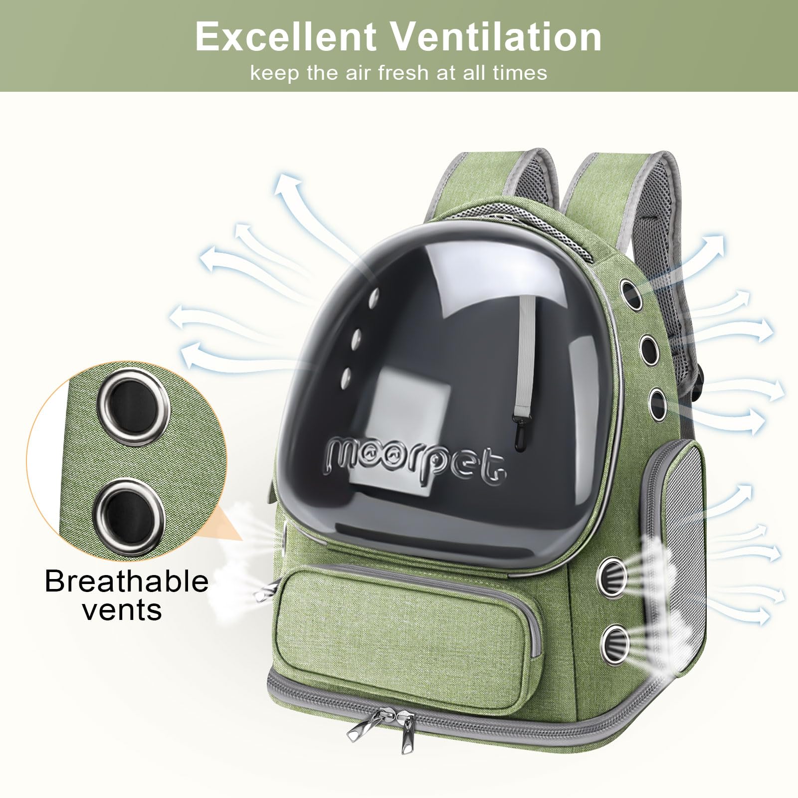 YUNLINLI cat backpack spacious interior supports comfortable stretches on outings.