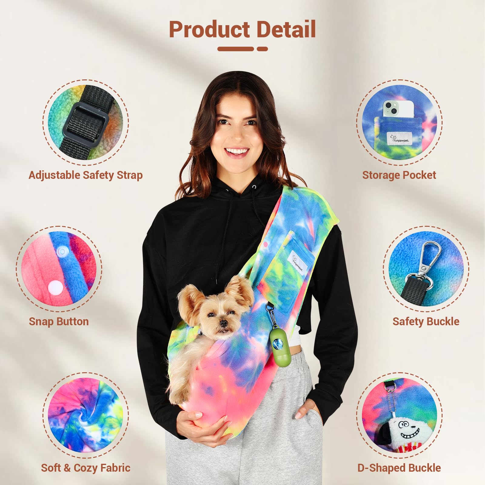 Yunpawpet ergonomic fit for hands-free carrying and reduced fatigue