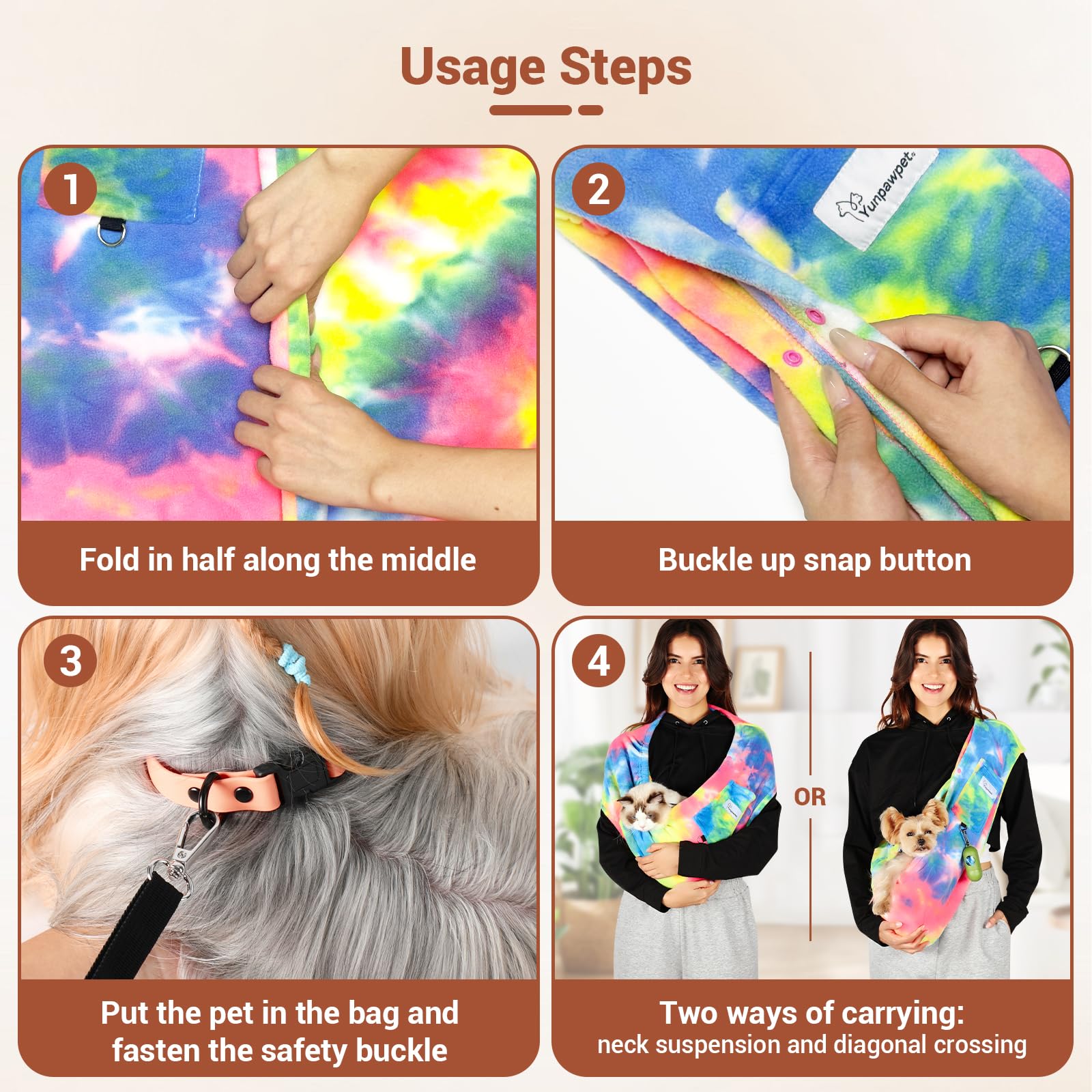 Yunpawpet machine-washable dog carrier sling for easy cleaning