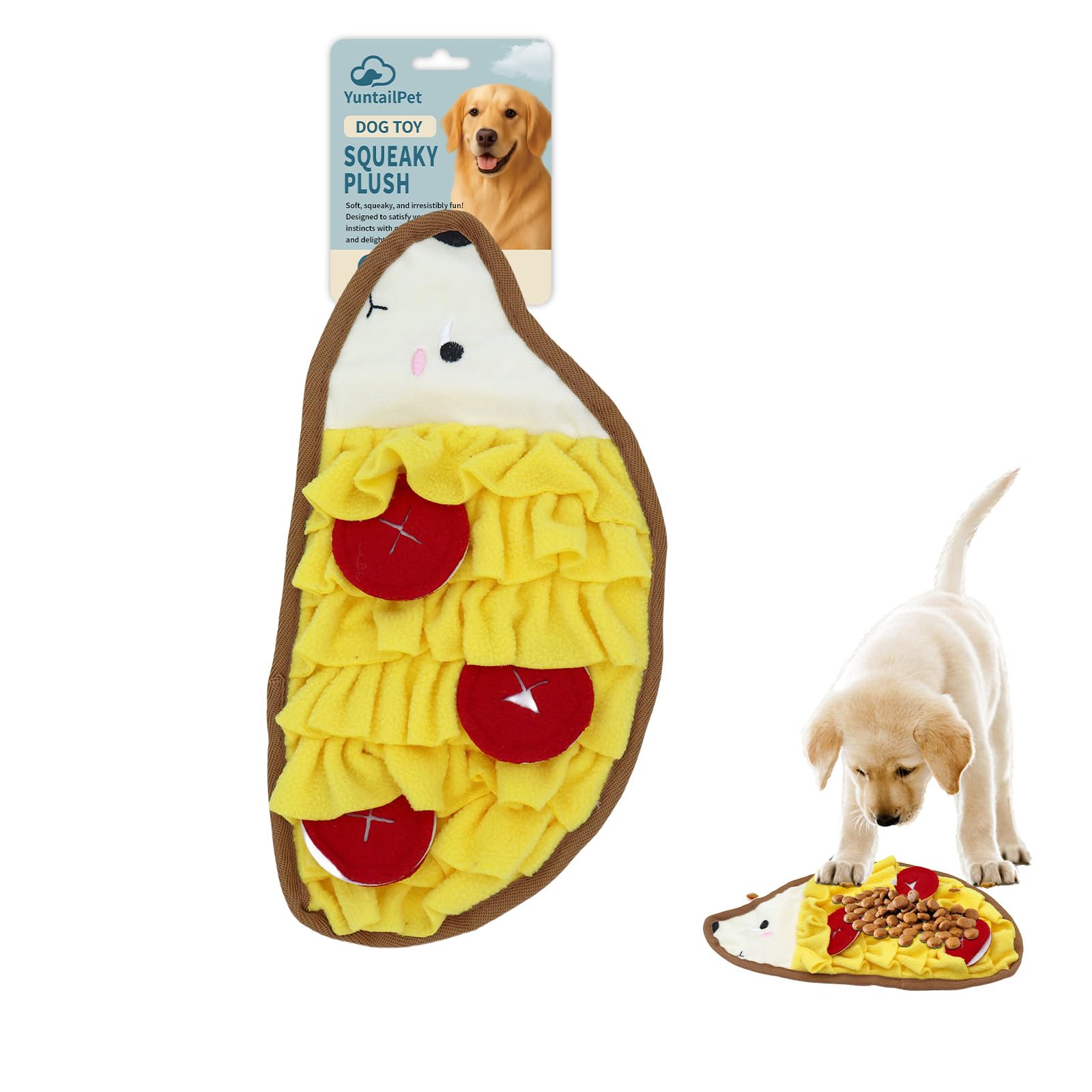 YuntailPet Hedgehog Snuffle Mat floor view highlighting durable fleece for daily sniffing enrichment.