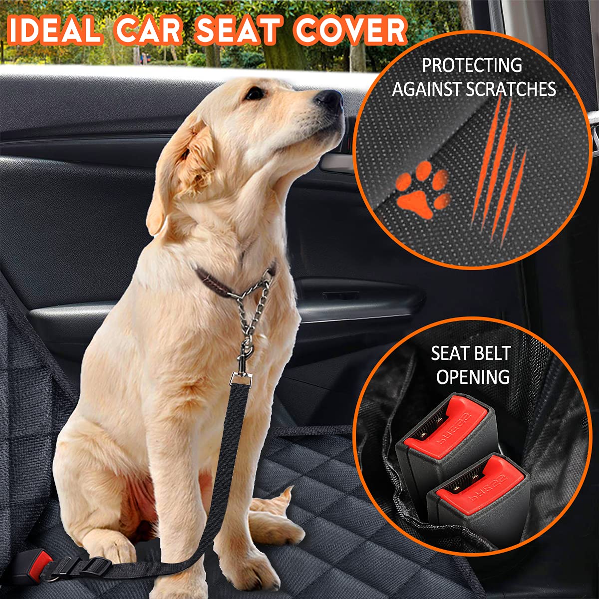 Yuntec dog seat cover offers 4-layer protection against spills and fur.