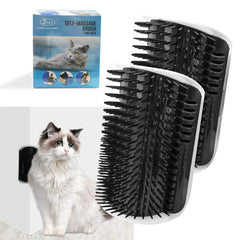 Yuntop 2Pack Black Catnip Wall Massage Brush front view for gentle grooming and stress-relief rubbing