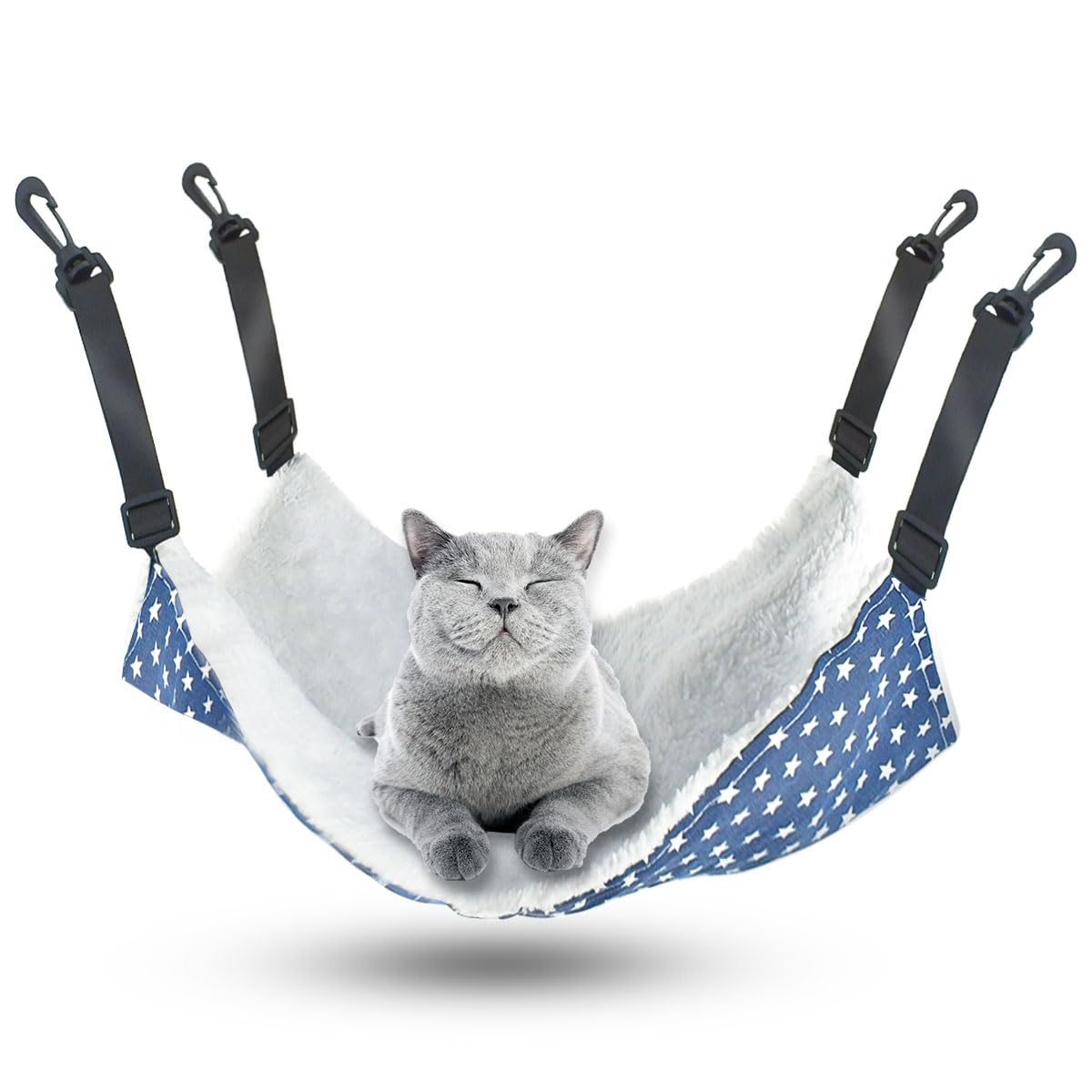 Yuntop pet hammock for cage shows quick setup with sturdy plastic hooks.