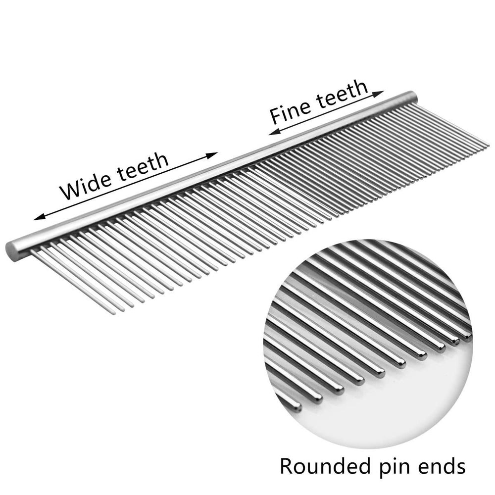 Yuntop stainless steel comb fine-tooth removing loose hair and dander safely