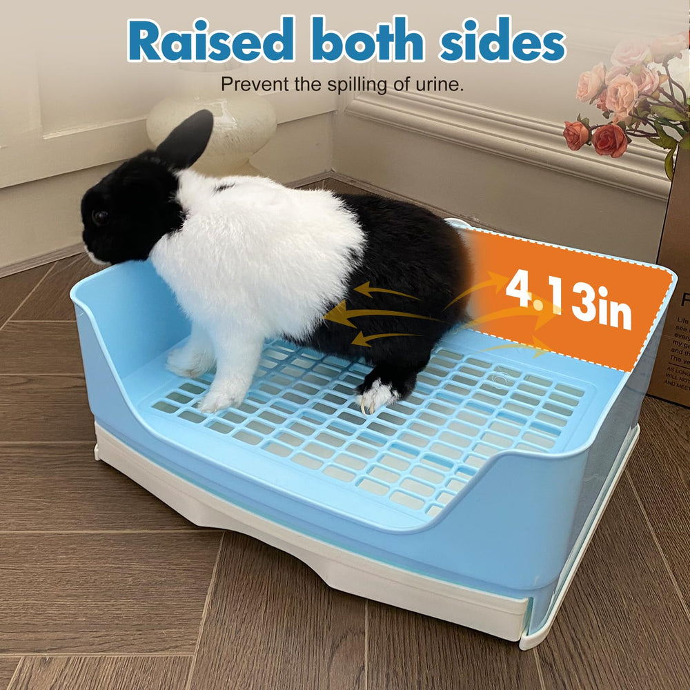 Yuoaes large rabbit litter box grate detail highlighting mess-control feature