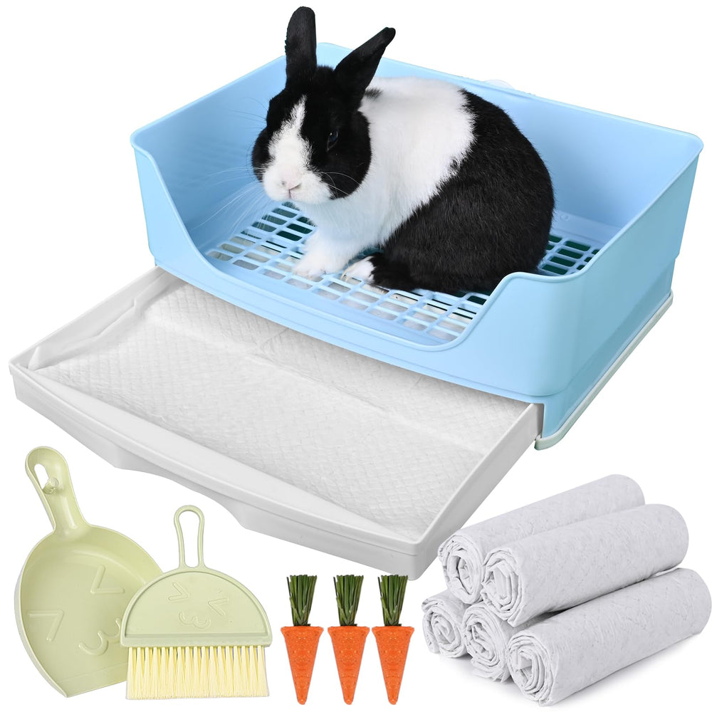 Yuoaes large rabbit litter box side view showing easy-clean design for busy pet parents