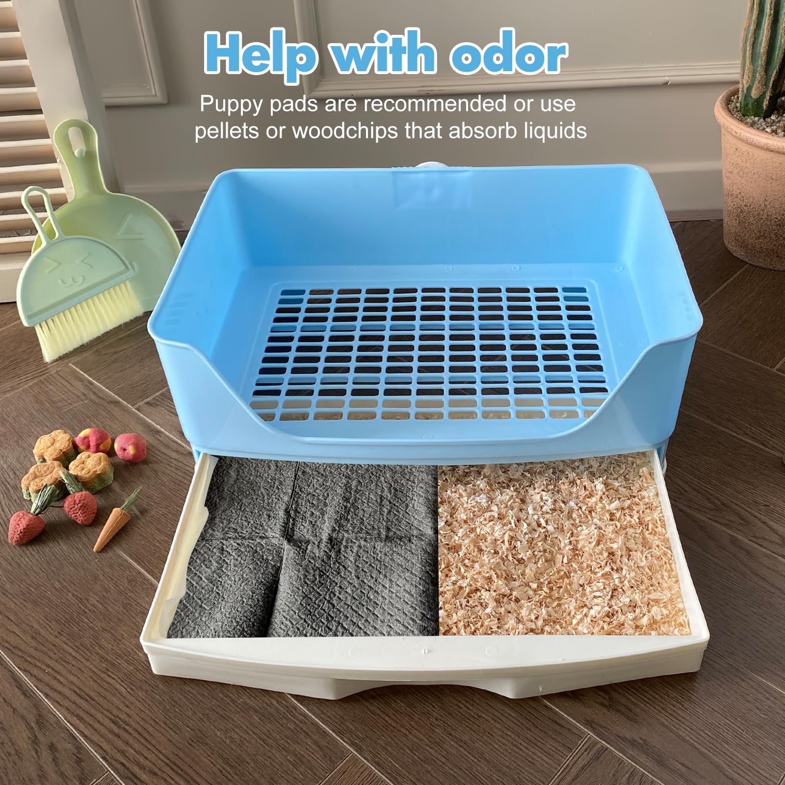 Yuoaes large rabbit litter box with pads enabling quick cleanup and training