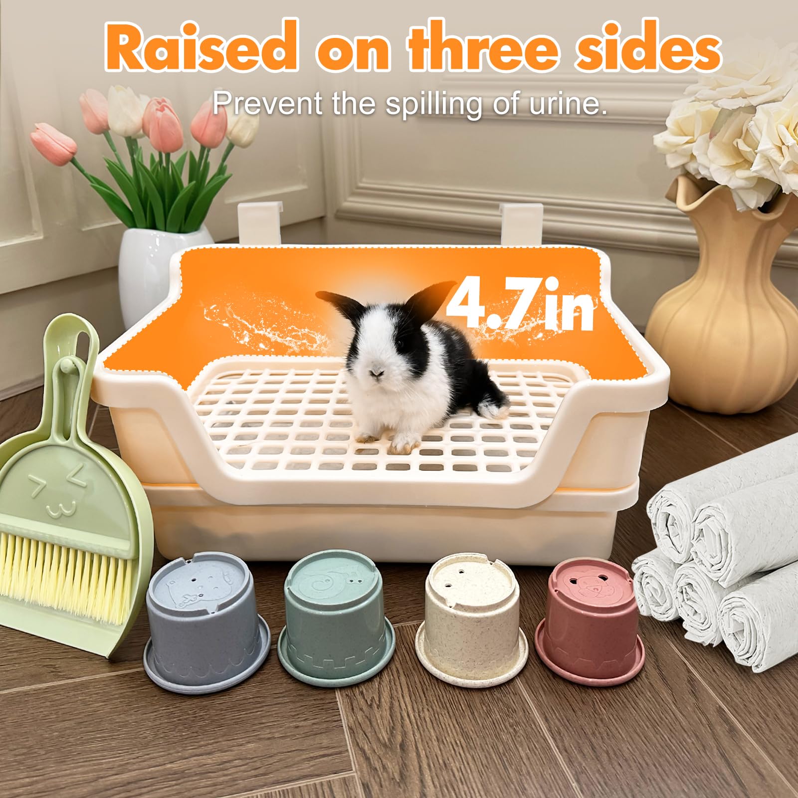 Yuoaes rabbit litter box dump tray design for easier waste management