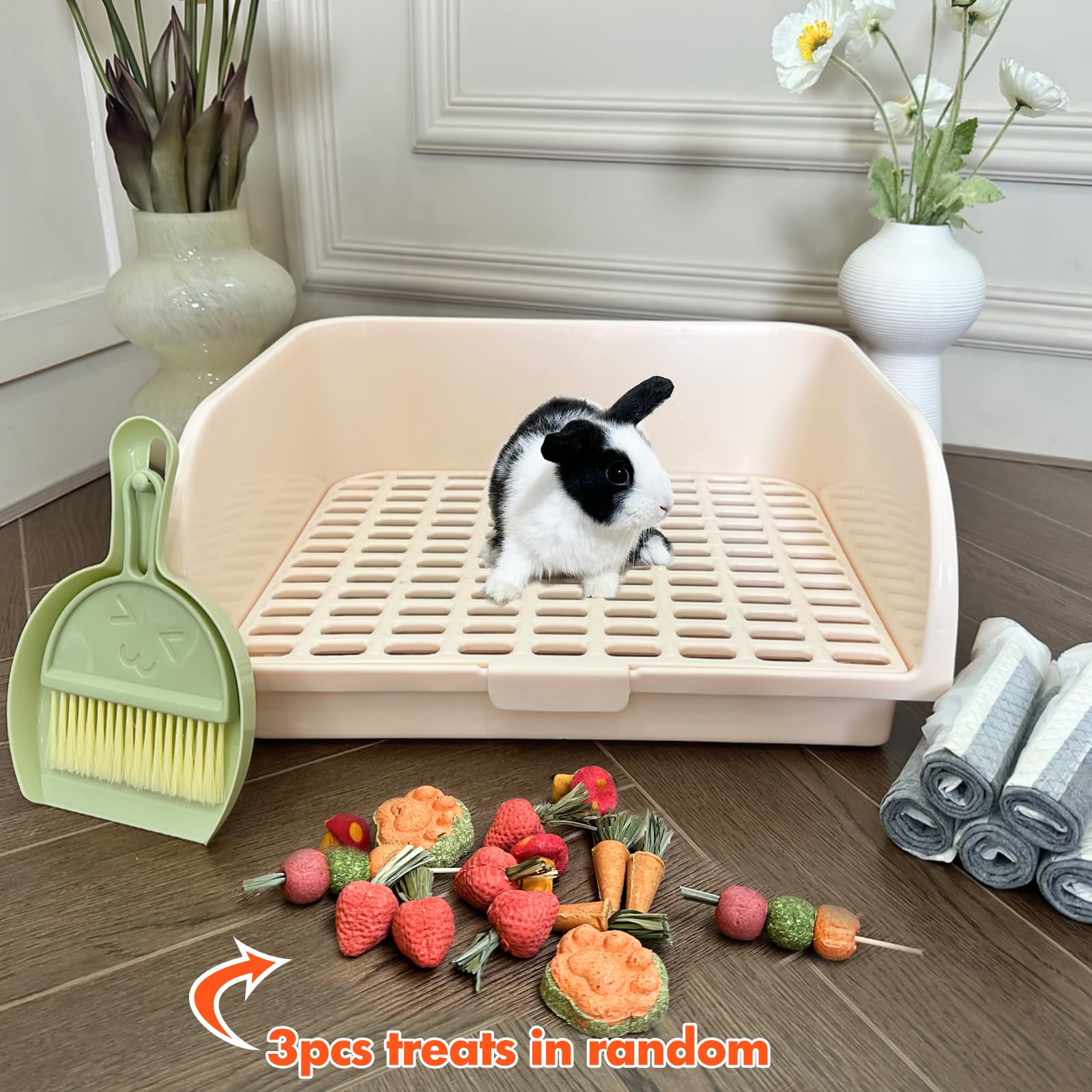 Yuoaes rabbit litter box grate-inside keeps bunny off mess and aids cleanup.