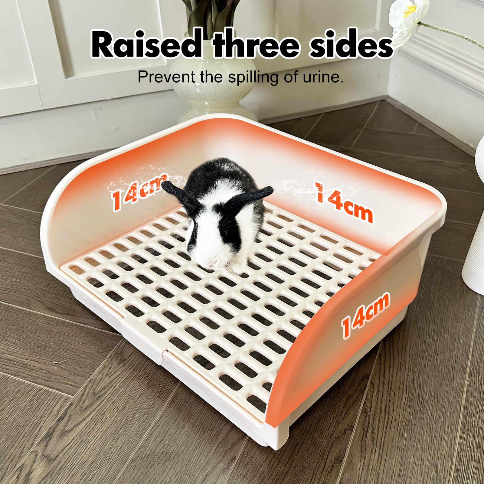 Yuoaes rabbit litter box low-entry design supports easy access for small pets.