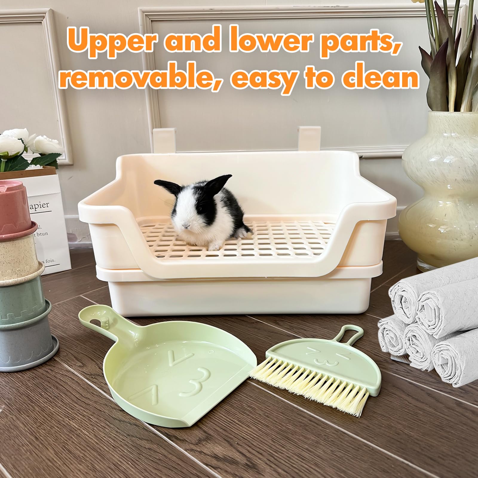 Yuoaes rabbit litter box size 16x11x7.5 suitable for adult bunnies