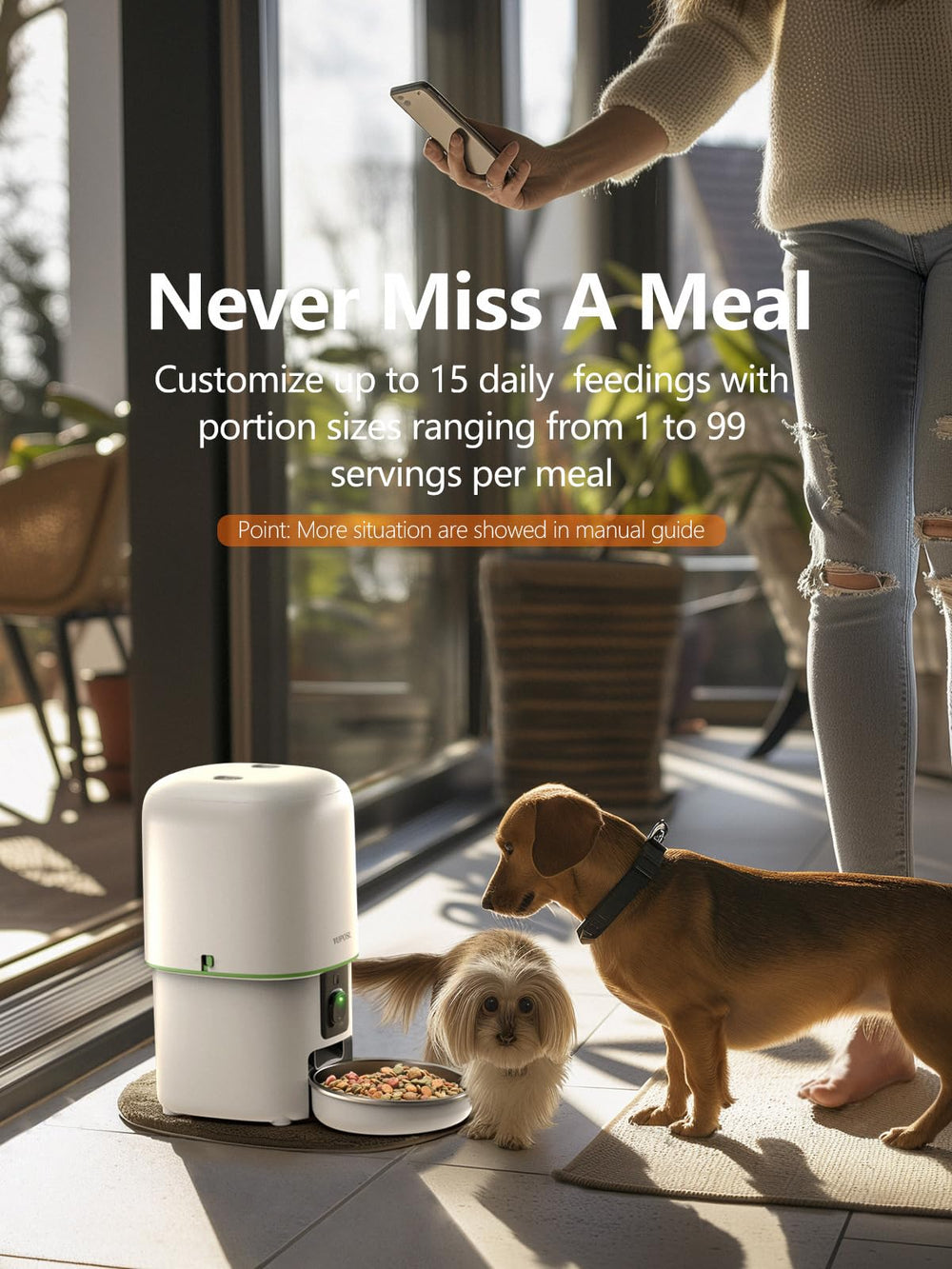 Yuposl automatic cat feeder night vision provides clear feeding view after dark