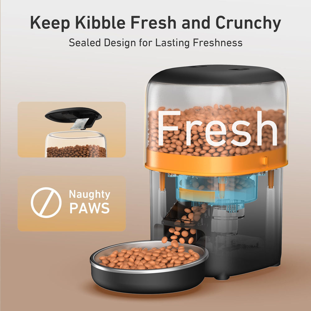 Yuposl Automatic Cat Feeder top lid seal preserves freshness between meals