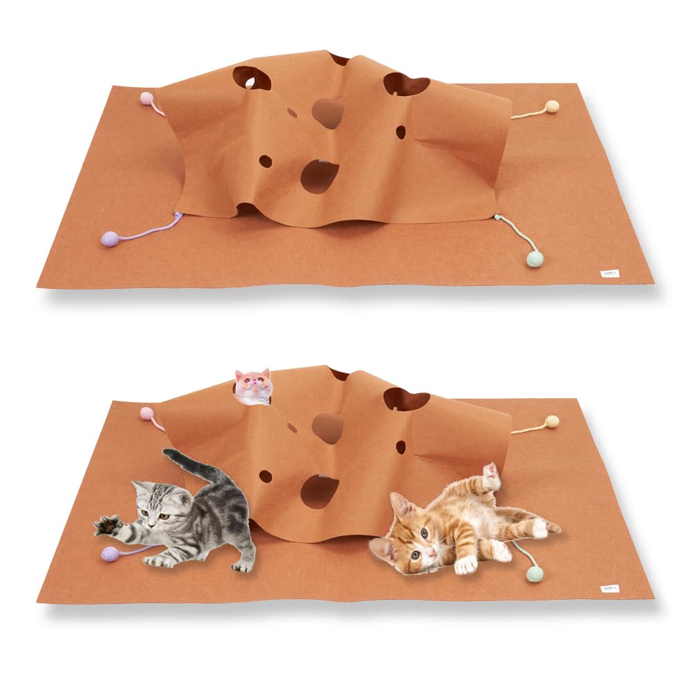 YURUX cat play mat with hole design for interactive hiding and exploration