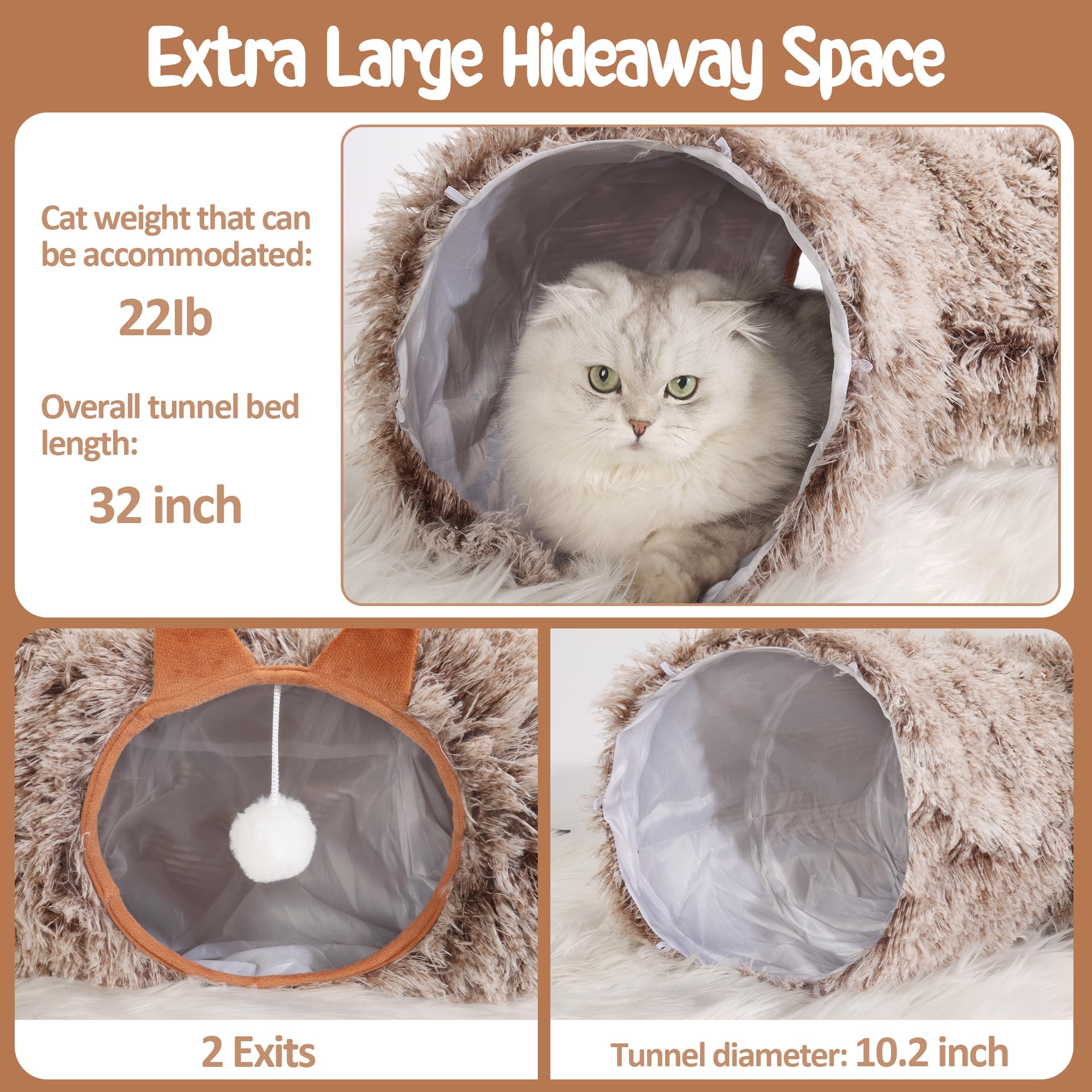YUYAFN cat tunnel bed with hanging ball inspires batting and interactive play.