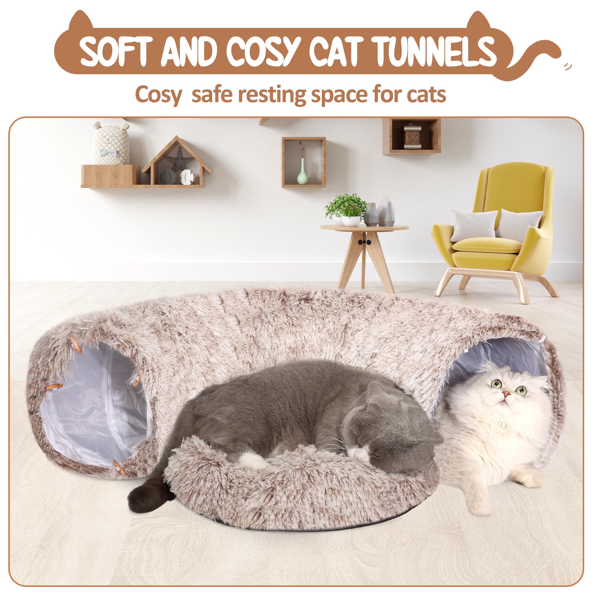 YUYAFN cat tunnel bed supports multiple shapes for flexible placement.