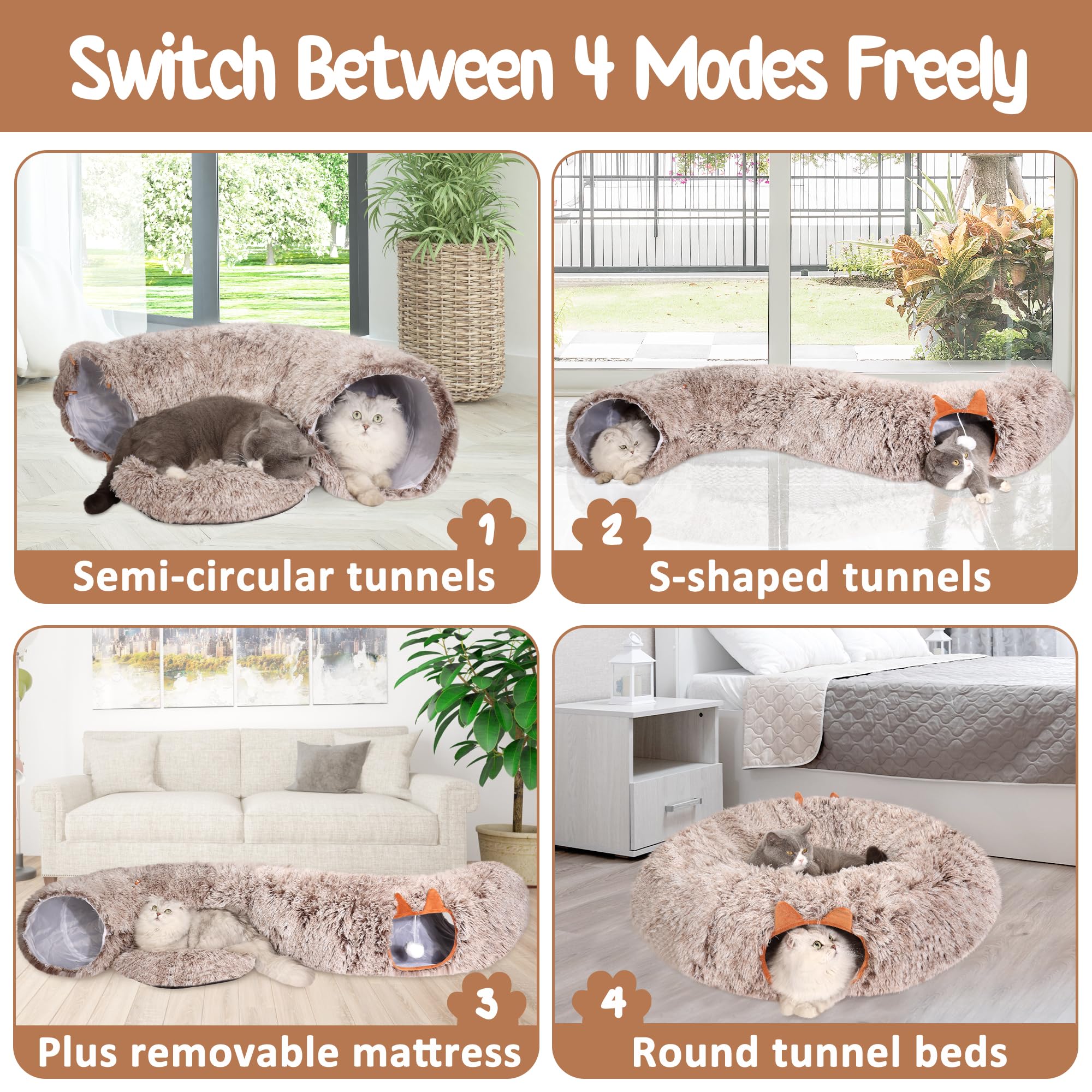 YUYAFN cat tunnel bed open-entry design encourages exploration and play.