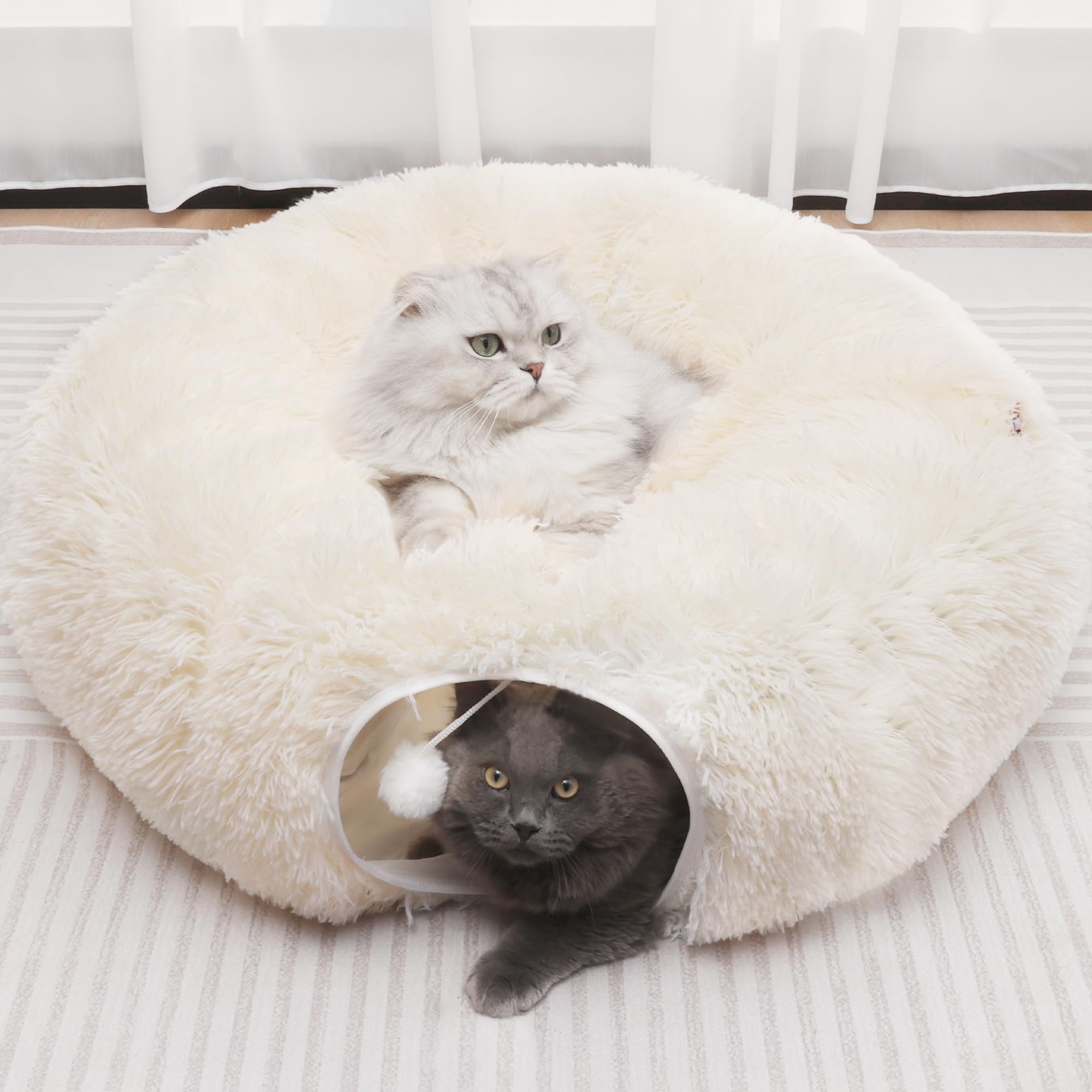 YUYAFN plush cat tunnel donut open for exploration and cozy resting