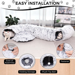 YUYAFN plush cat tunnel grey circular tunnel shape ideal for playful exploration