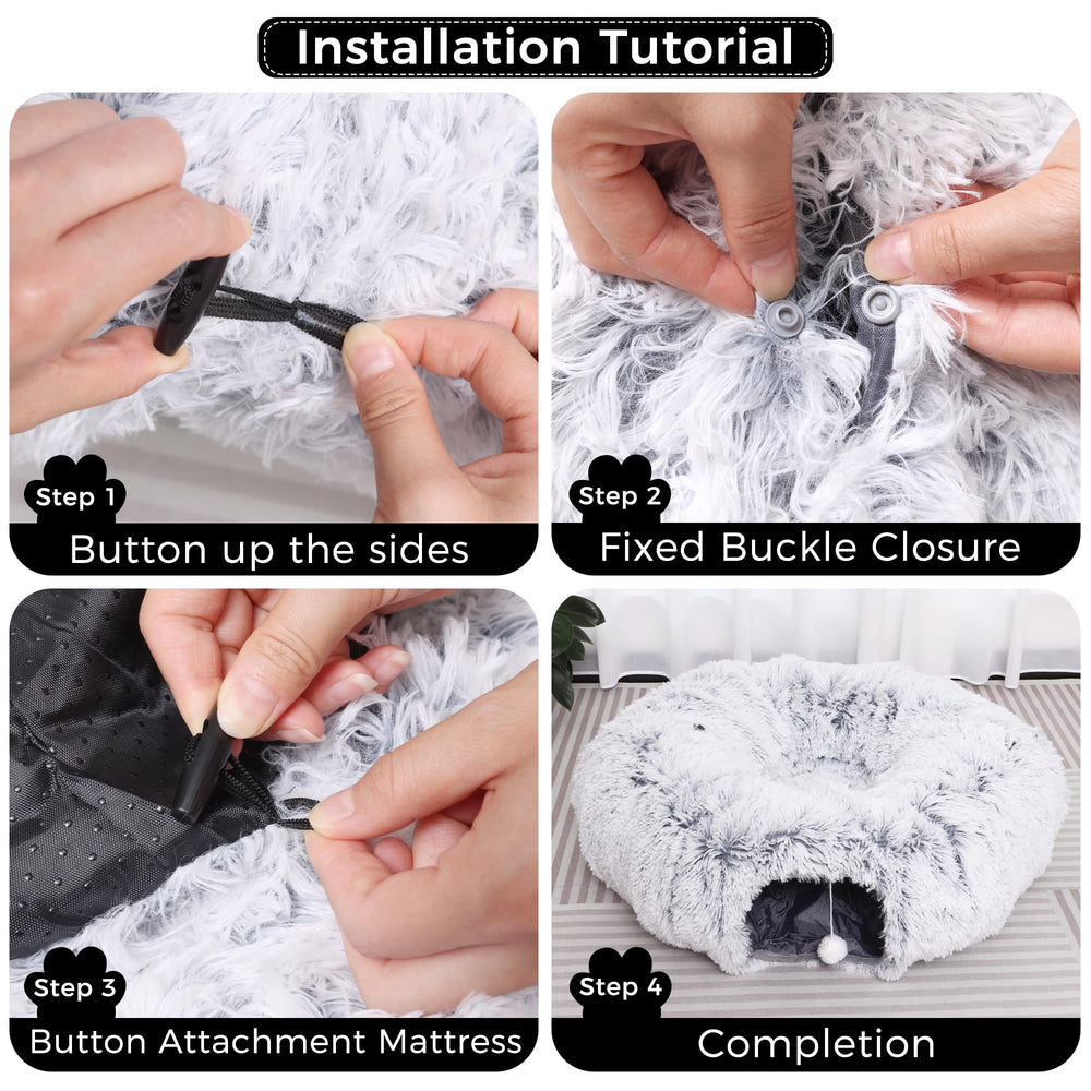 YUYAFN plush cat tunnel grey quick setup in seconds