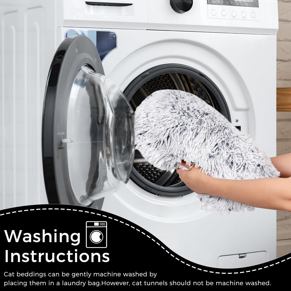 YUYAFN plush cat tunnel grey wrapped steel frame ensures stability