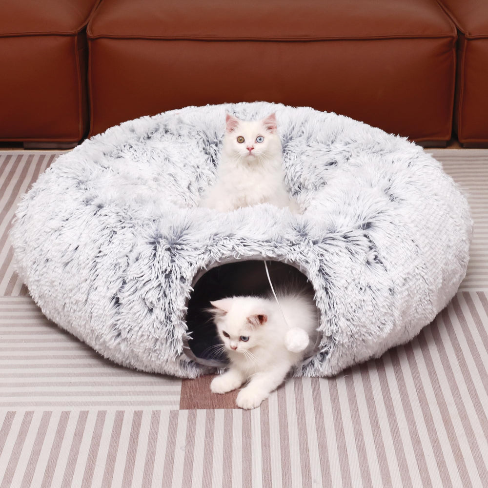 YUYAFN plush cat tunnel grey portable and foldable for storage and travel