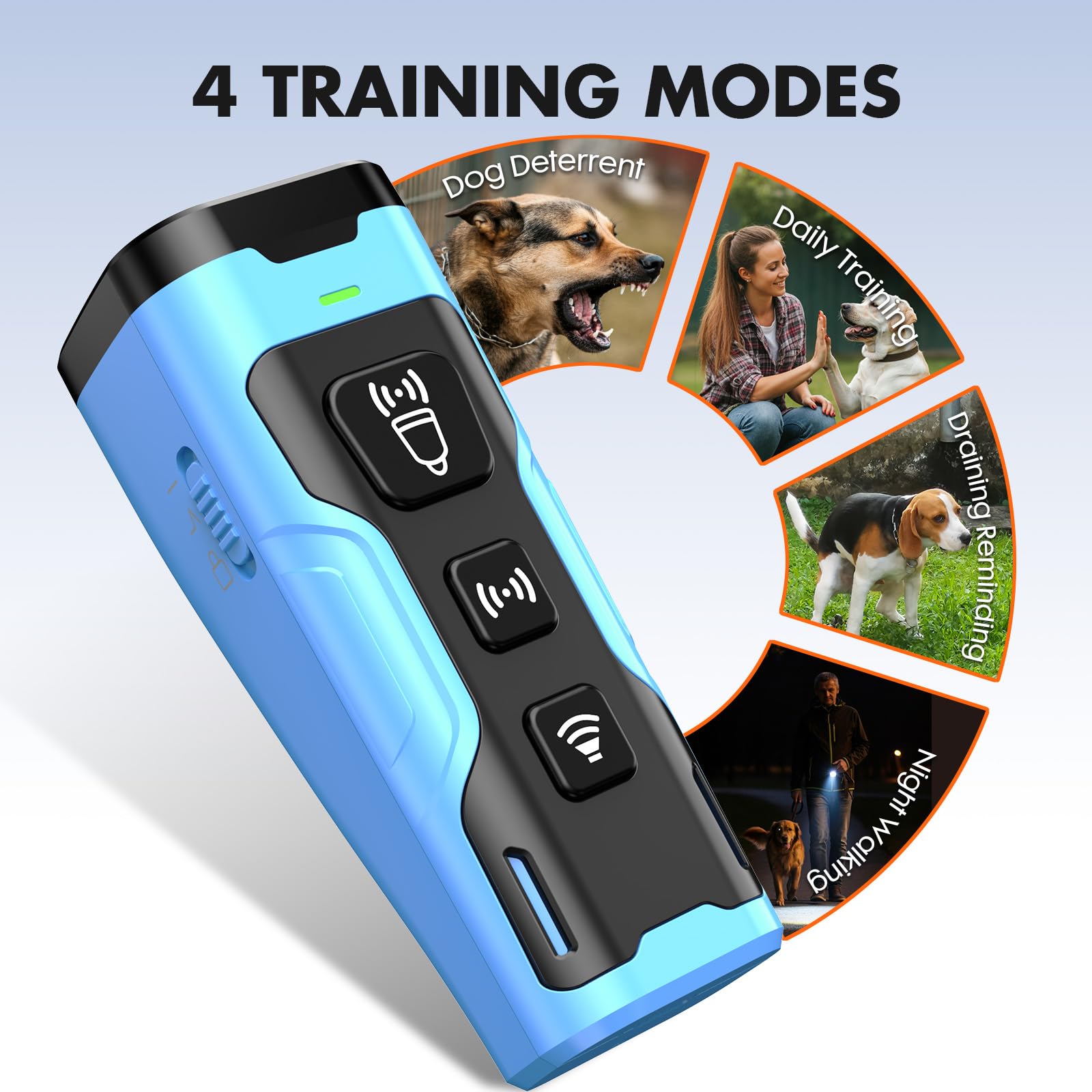 YUYQA bark deterrent features built-in LED flashlight for safe evening walks.