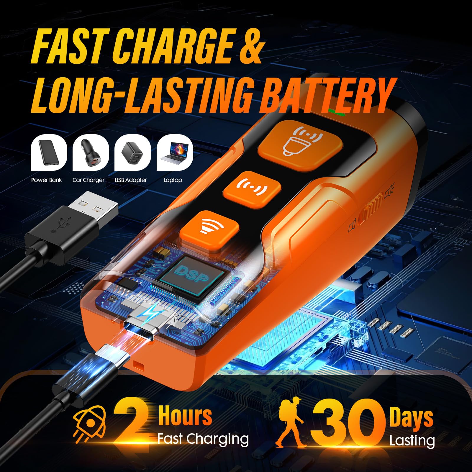 YUYQA dog bark deterrent Type-C charging for quick power top-up