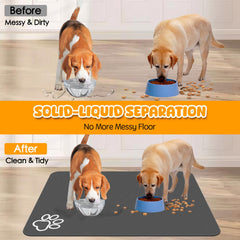 Yuzhin cat food mat under feeder protects floors.