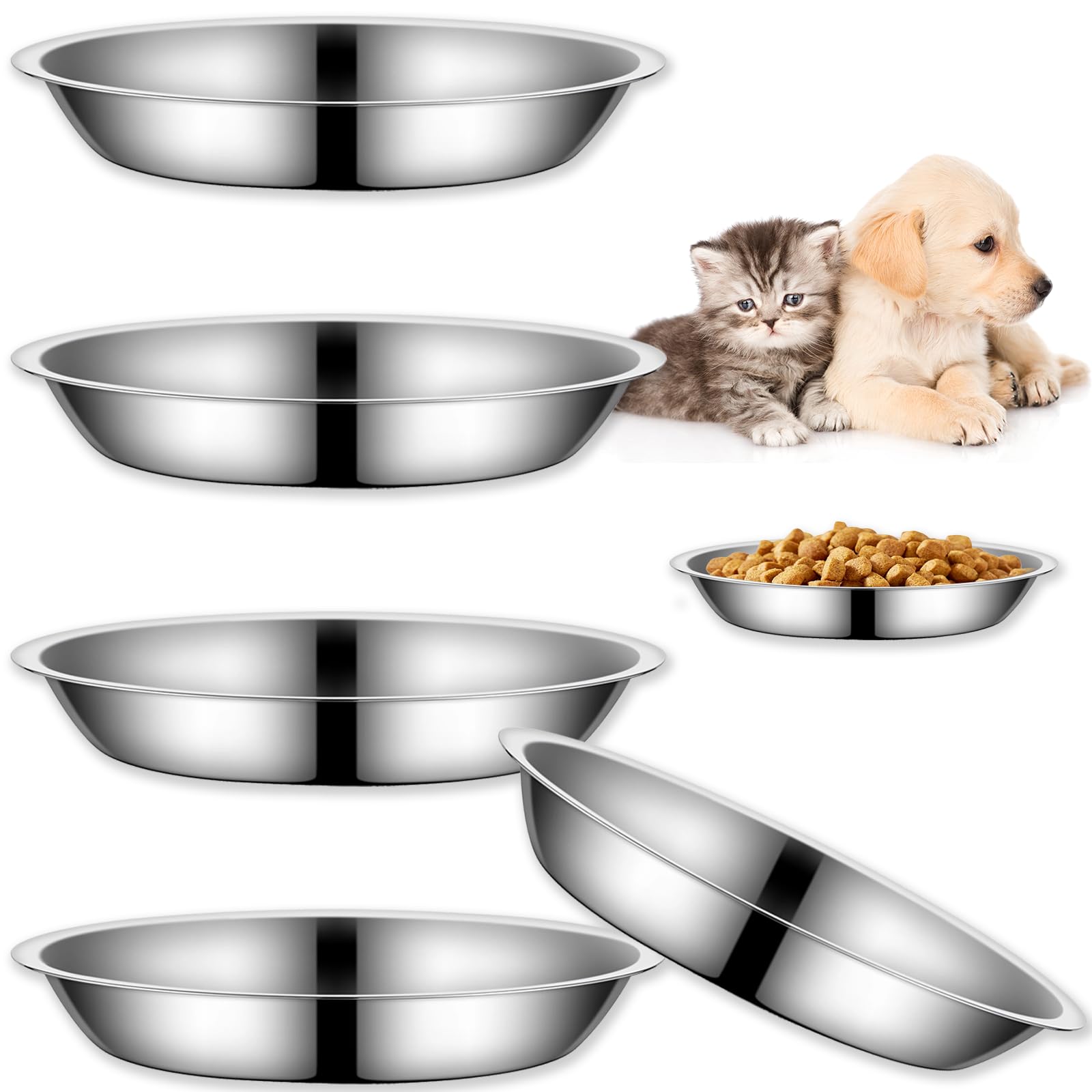 Yuzi 4Packs Cat-Bowls with wide shallow design for comfortable feeding.