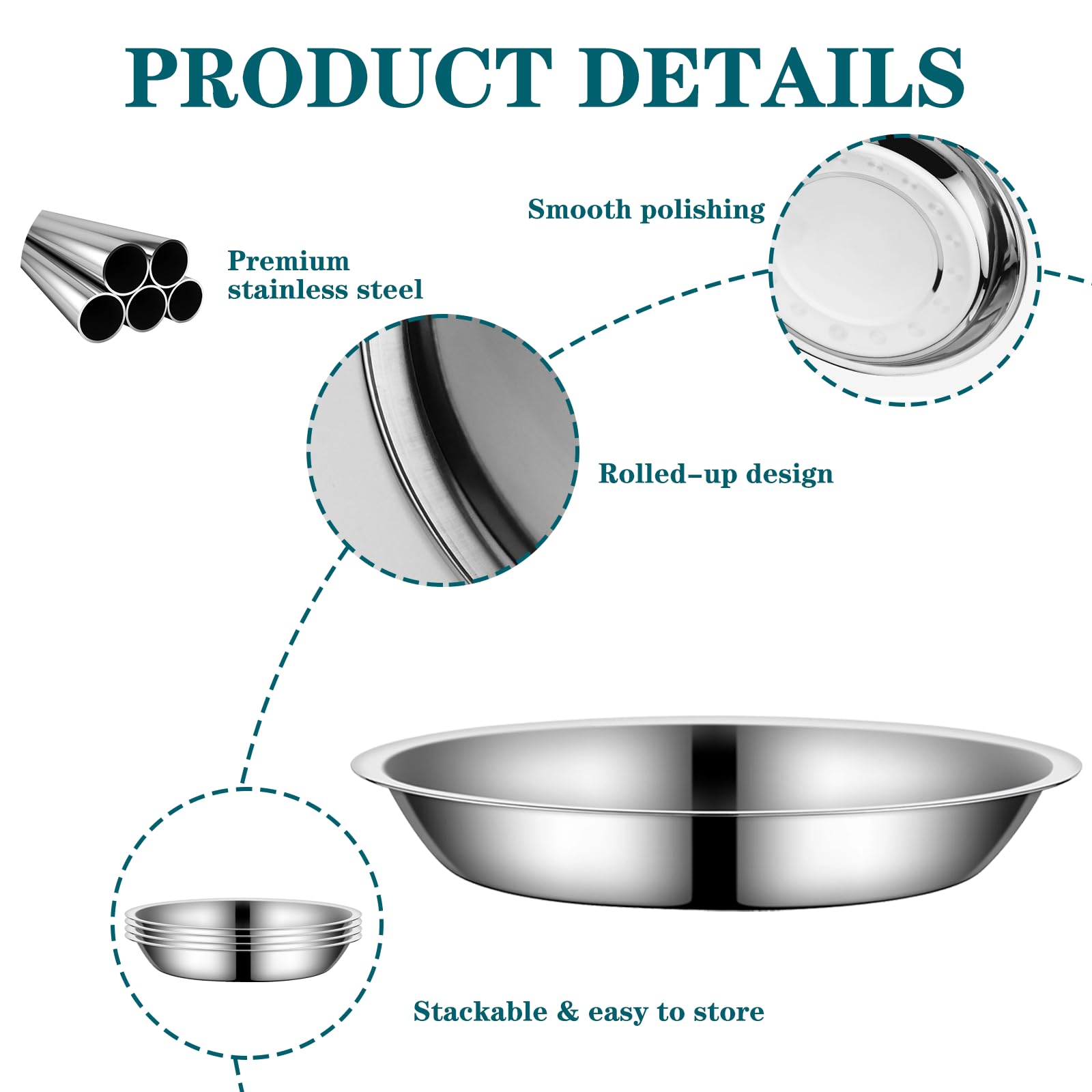 Yuzi 4-pack metal bowls for long-lasting cleanliness and easy maintenance.