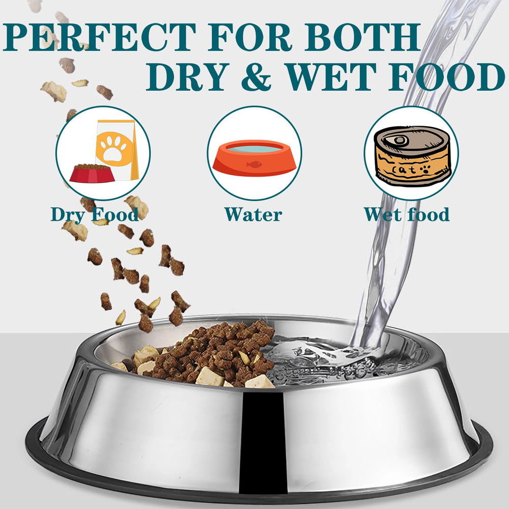 Yuzi cat bowls closeup shows polished stainless surface and rust resistance for clean meals.