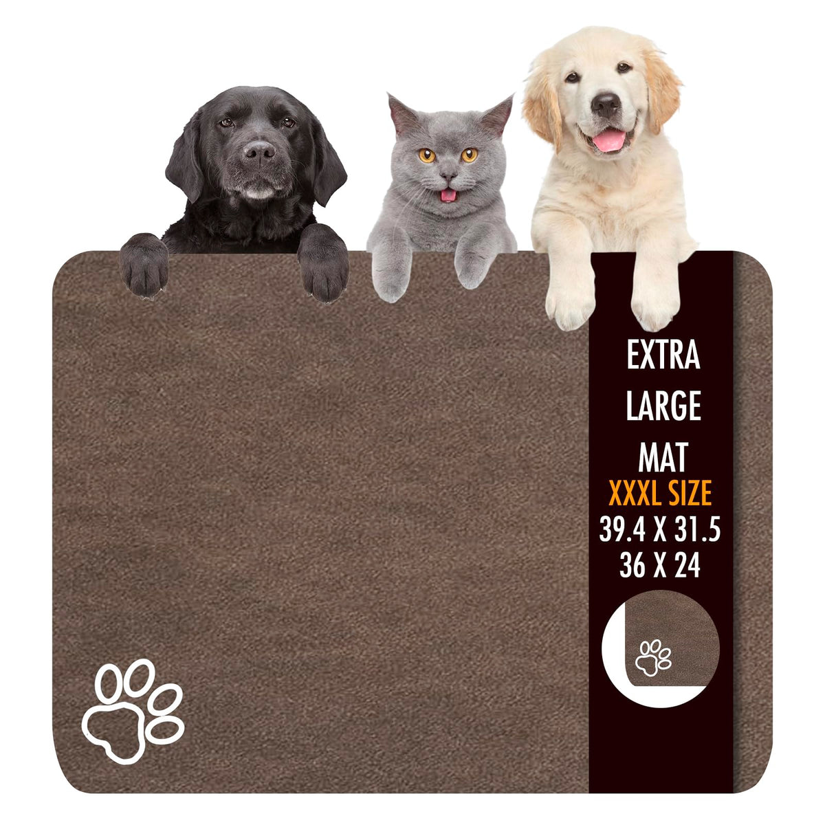 Yuzshin 36x24 dog food mat provides full-coverage protection for messy meals