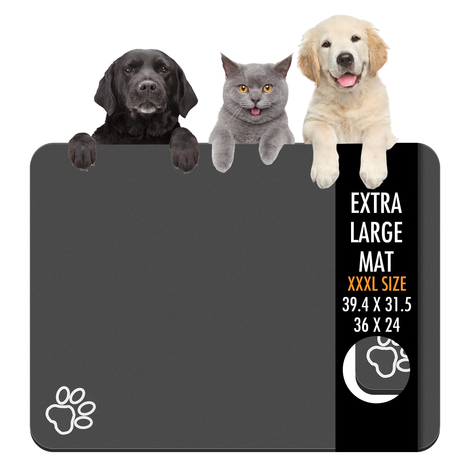 Yuzshin dog food mat 36x24 with anti-slip backing protects floors during meals