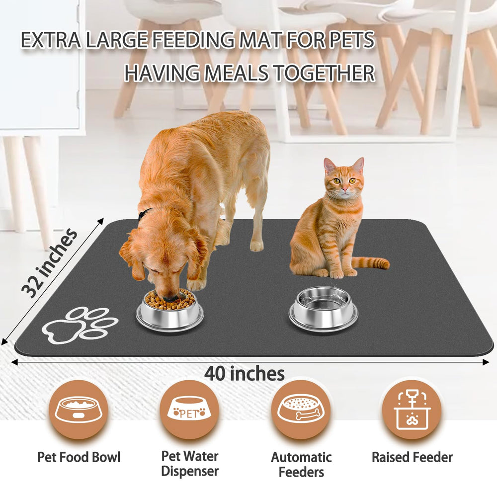 Yuzshin dog food mat anti-slip backing grips the floor during messy meals