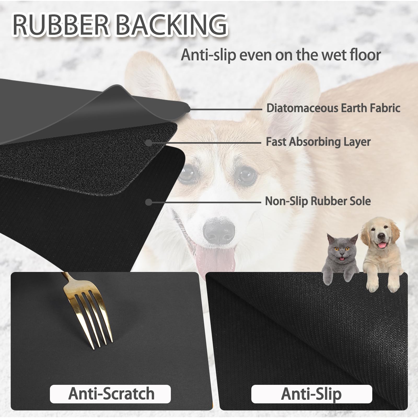 Yuzshin dog food mat easy clean surface simplifies post meal upkeep