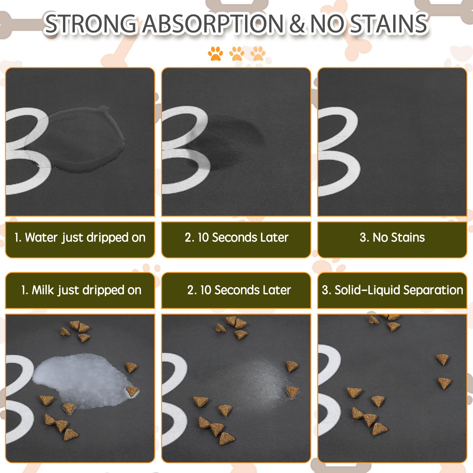 Yuzshin dog food mat quick dry design speeds cleanup after meals