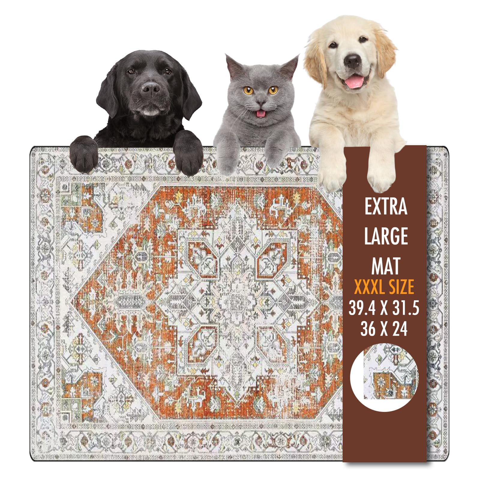 Yuzshin dog food mat rolled up for easy storage and quick-dry convenience