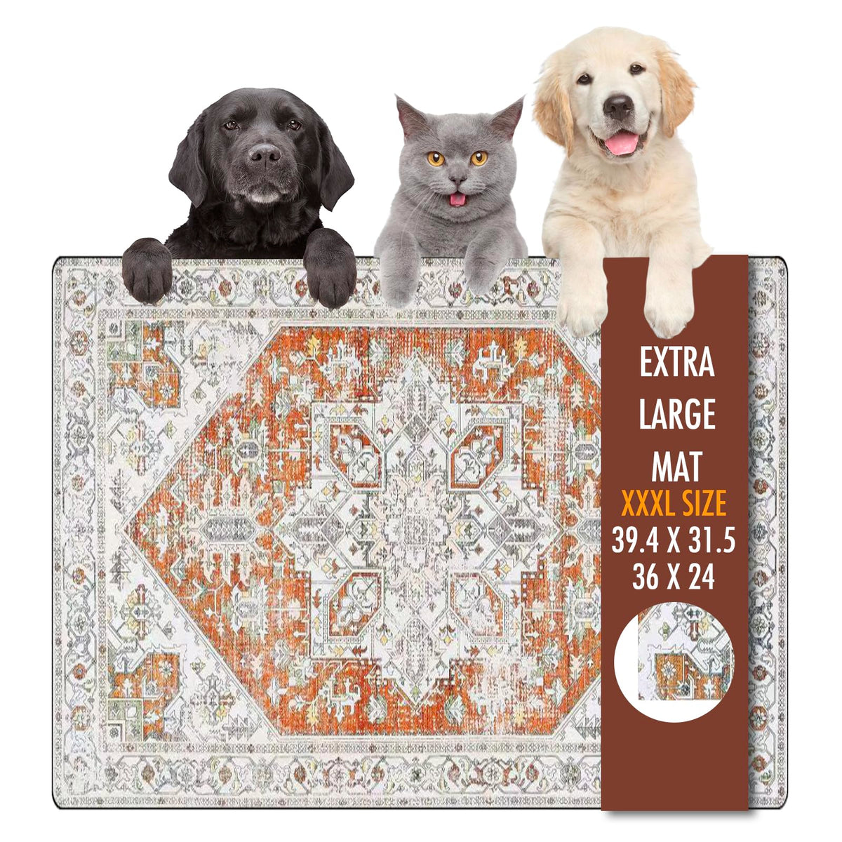 Yuzshin dog food mat rolled up for easy storage and quick-dry convenience