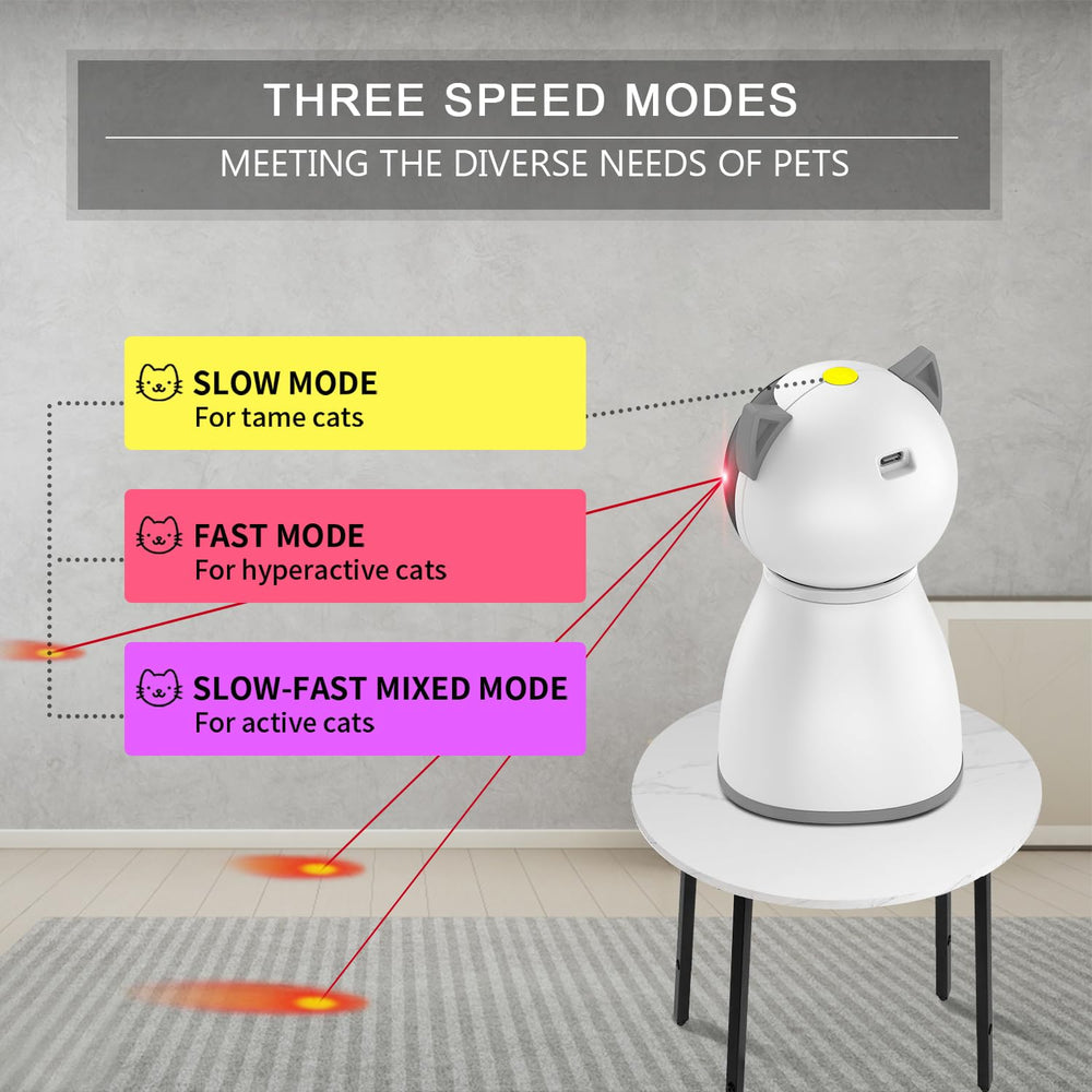 YVE LIFE laser toy offers vertical angle adjustment with horizontal oscillation for dynamic play.