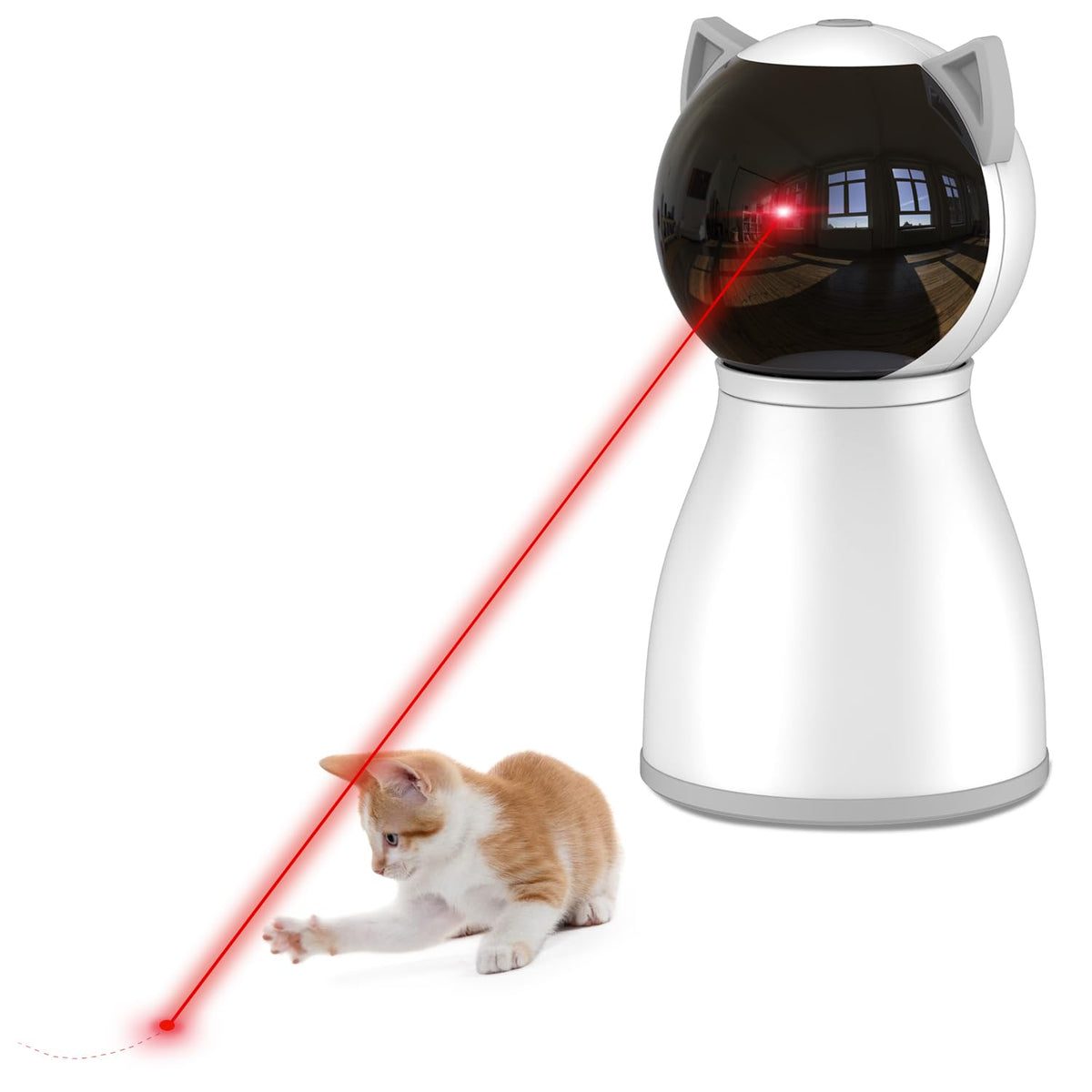 YVE LIFE laser cat toy demonstrates random trajectory to engage indoor cats.