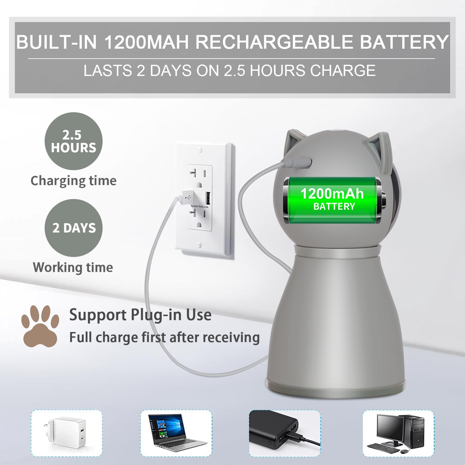 YVE LIFE rechargeable 1200mAh battery powers longer play sessions.