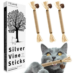 YWAOOH silvervine sticks pack shot showing the 3-pack for interactive play