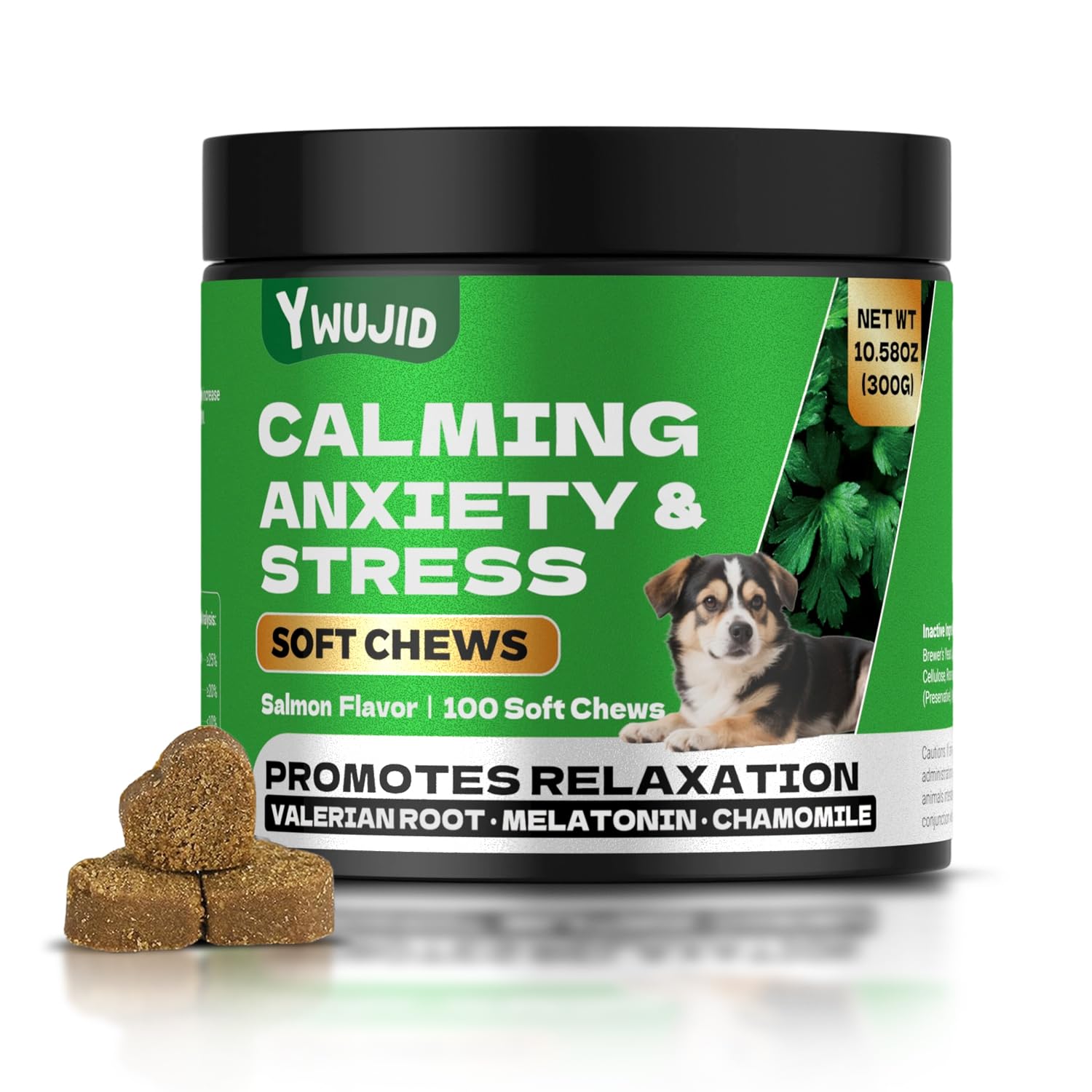 YWUJID Calming Chews 100-count pack for long-lasting calming aid
