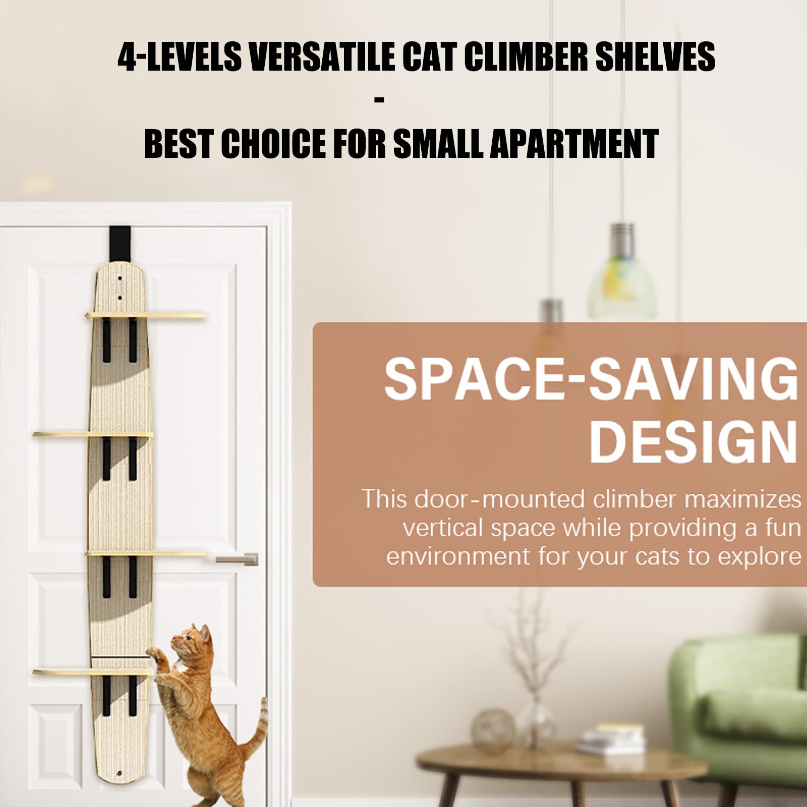 Ywyhus cat climber mounted on door illustrating easy installation