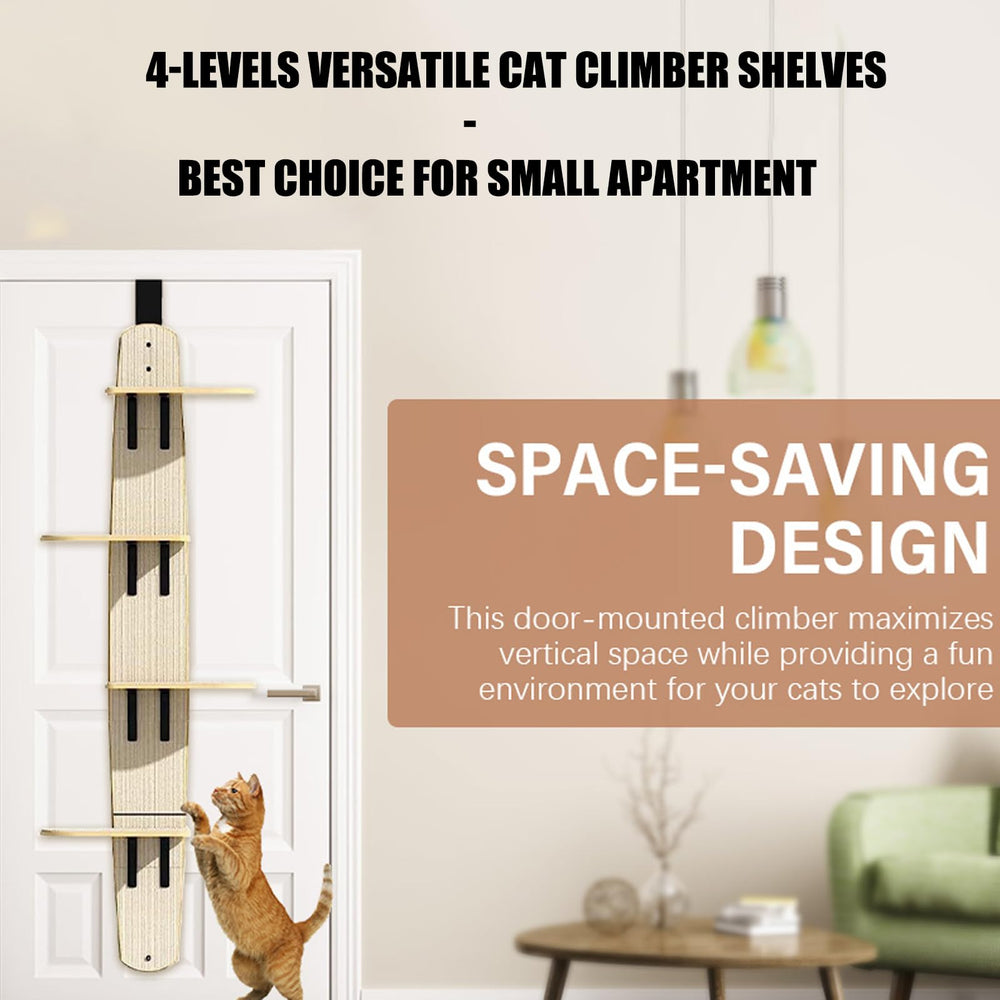 Ywyhus cat climber mounted on door illustrating easy installation