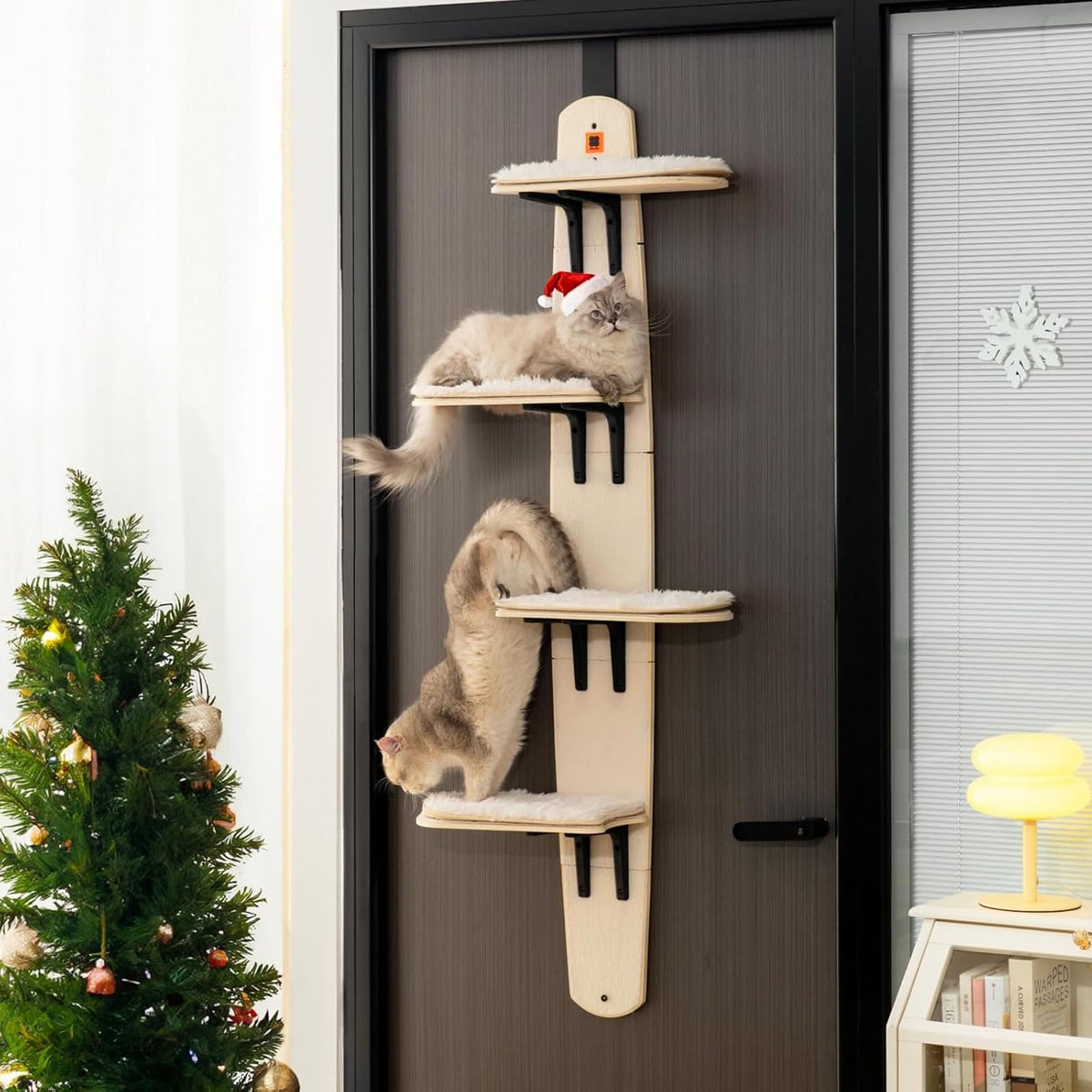 Ywyhus door hanging cat shelf front view showcasing space-saving indoor playground