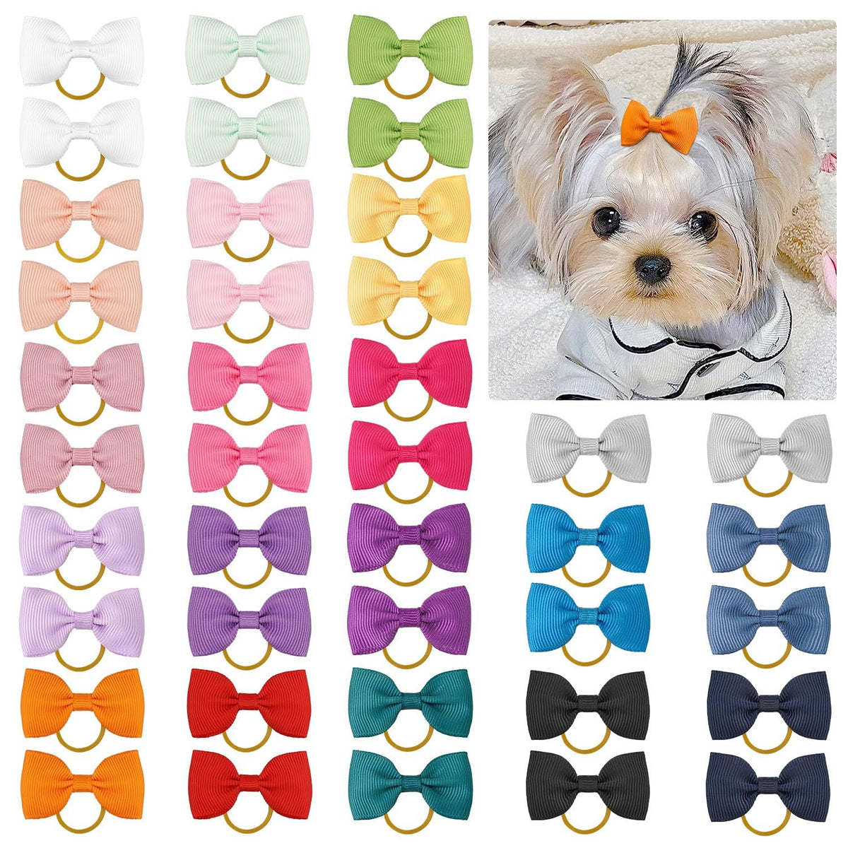 Yxiang puppy bows 40-piece colorful set for stylish grooming.