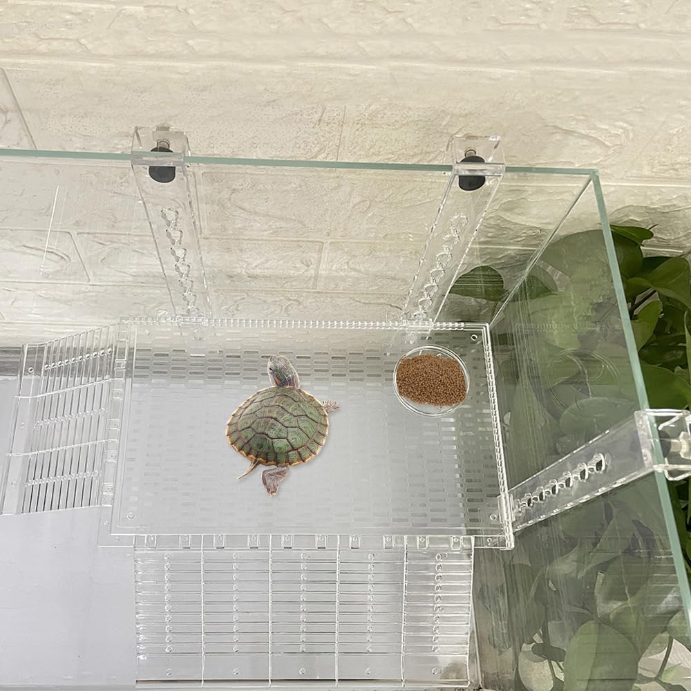YXQ Hanging Turtle Ramp Terrace details emphasize space-saving, recessed design in tanks.